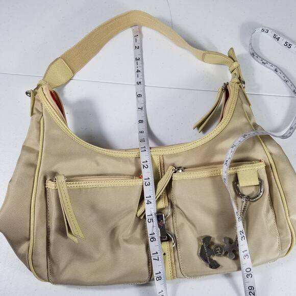 Tommy Hilfiger Tan Canvas Shoulder Bag Purse - Picture 3 of 5
